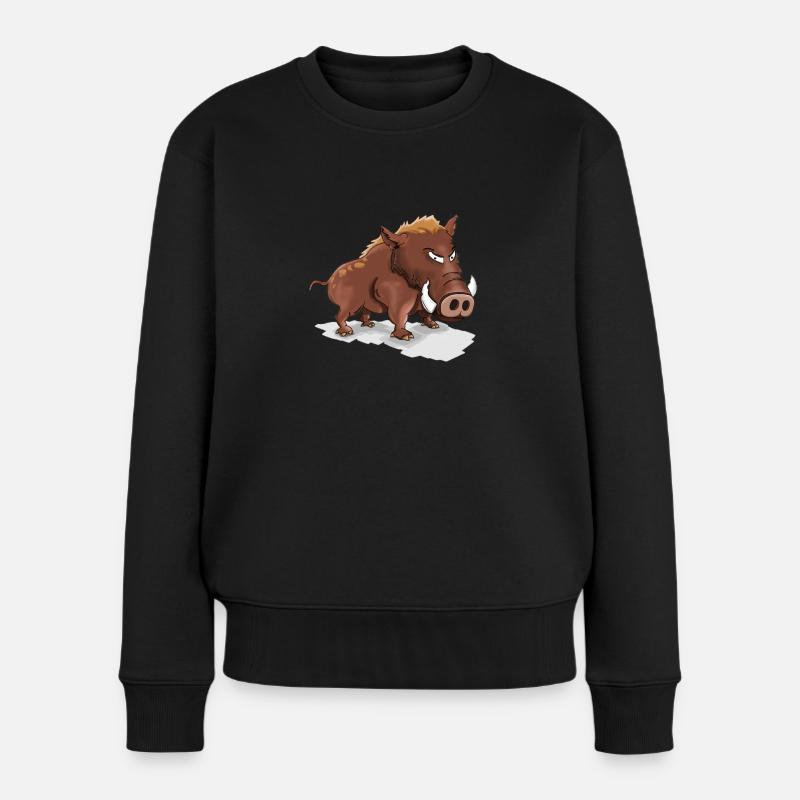 Cooles Wildschwein - Frauen Premium Bio Pullover - Schwarz