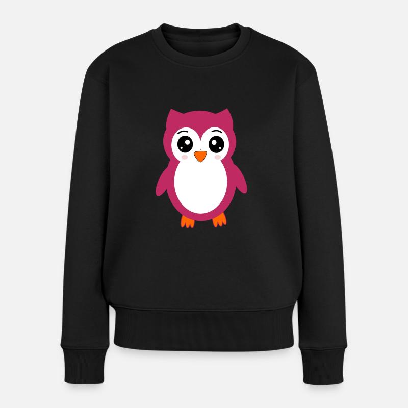 chouette, hibou rose - Pull Premium bio Femme - noir