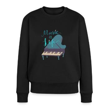 Music is life - Women's Premium Organic Jumper - black - Front - Julia (174cm)