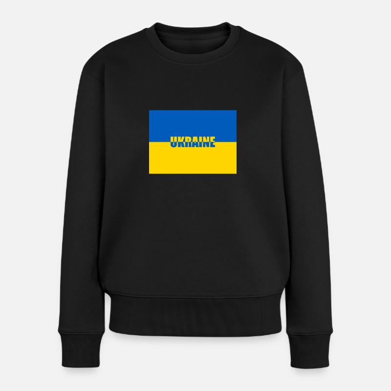 Ukraine Farben - Frauen Premium Bio Pullover - Schwarz