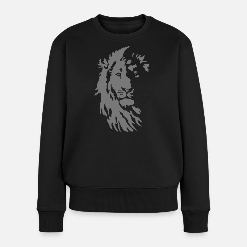 Löwe - Frauen Premium Bio Pullover - Schwarz