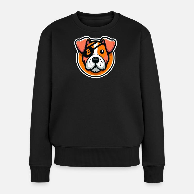 Hund mit Bitcoin Augenklappe - Frauen Premium Bio Pullover - Schwarz