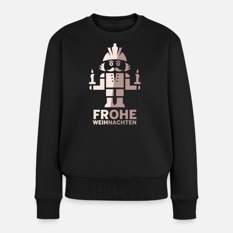 Nussknacker Weihnachten Bergmann Frohes Fest Logo - Frauen Premium Bio Pullover - Schwarz