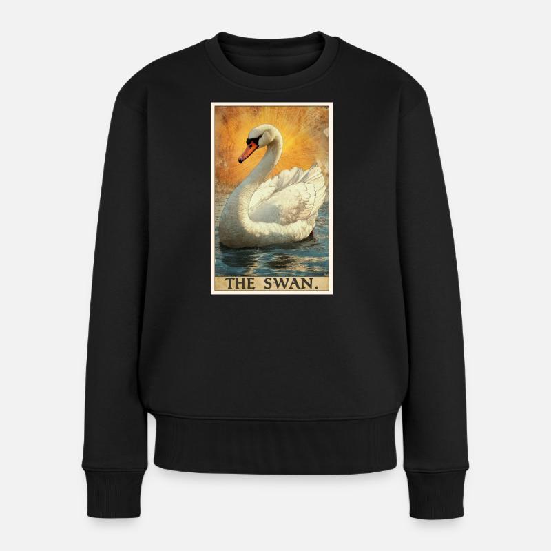 Schwäne Schwan - Frauen Premium Bio Pullover - Schwarz