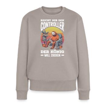Il me tend la manette – King veut jouer - Pull Premium bio Femme - taupe - Devant - Julia (174cm)