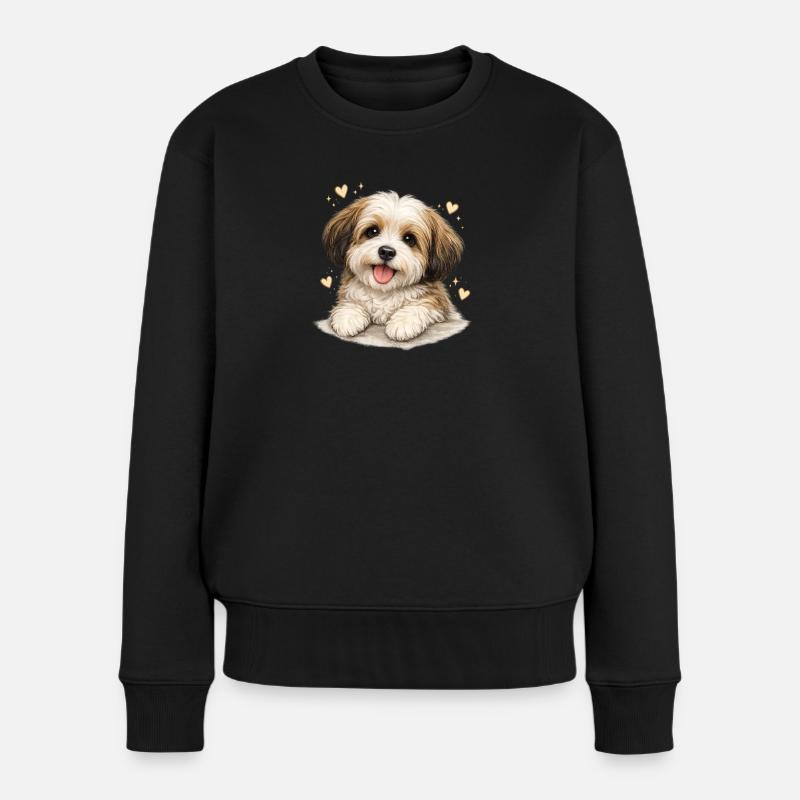 Chiot tendre avec du cœur - Pull Premium bio Femme - noir
