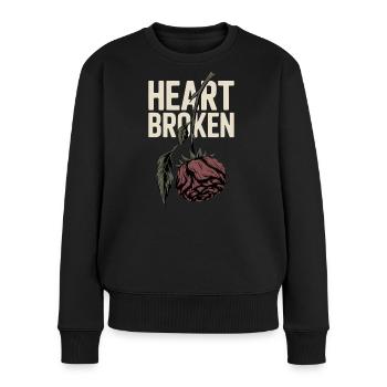 Cœur brisé avec Rose Flétrie - Pull Premium bio Femme - noir - Devant - Julia (174cm)