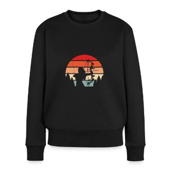 Bogensport Pfeil und Bogen Schützin Bogenschießen - Frauen Premium Bio Pullover - Schwarz - Vorne - Julia (174cm)