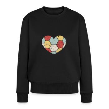 Handball Herz Valentinstag Geschenk Retro - Frauen Premium Bio Pullover - Schwarz - Vorne - Julia (174cm)