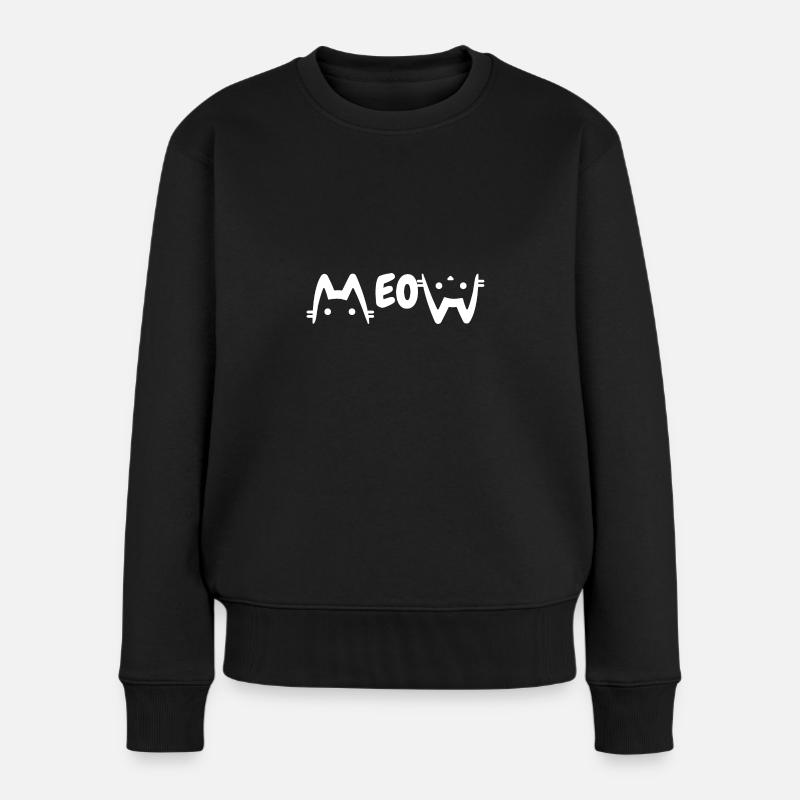 MEOW - Frauen Premium Bio Pullover - Schwarz