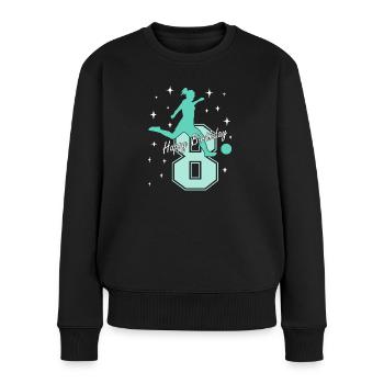 8. Geburtstag Fussball Fussballspielerin - Frauen Premium Bio Pullover - Schwarz - Vorne - Julia (174cm)