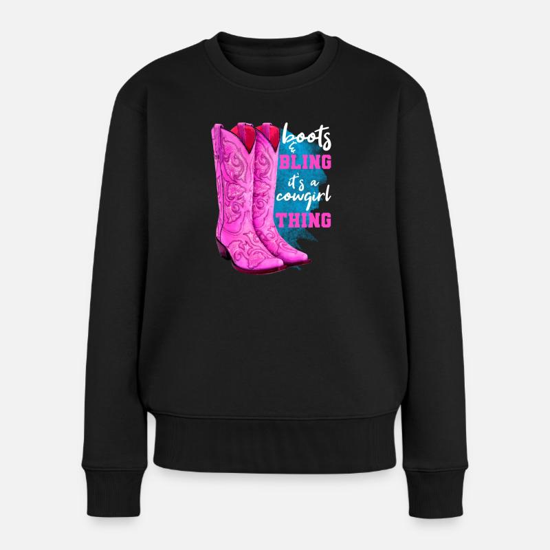 Stiefel und Bling - Frauen Premium Bio Pullover - Schwarz
