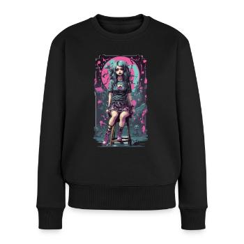 Gothique e-girl Anime Esthétique Dark Magic - Pull Premium bio Femme - noir - Devant - Julia (174cm)