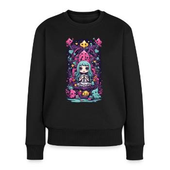 Kawaii Chibi démons Reine E-girl Goth Art - Pull Premium bio Femme - noir - Devant - Julia (174cm)
