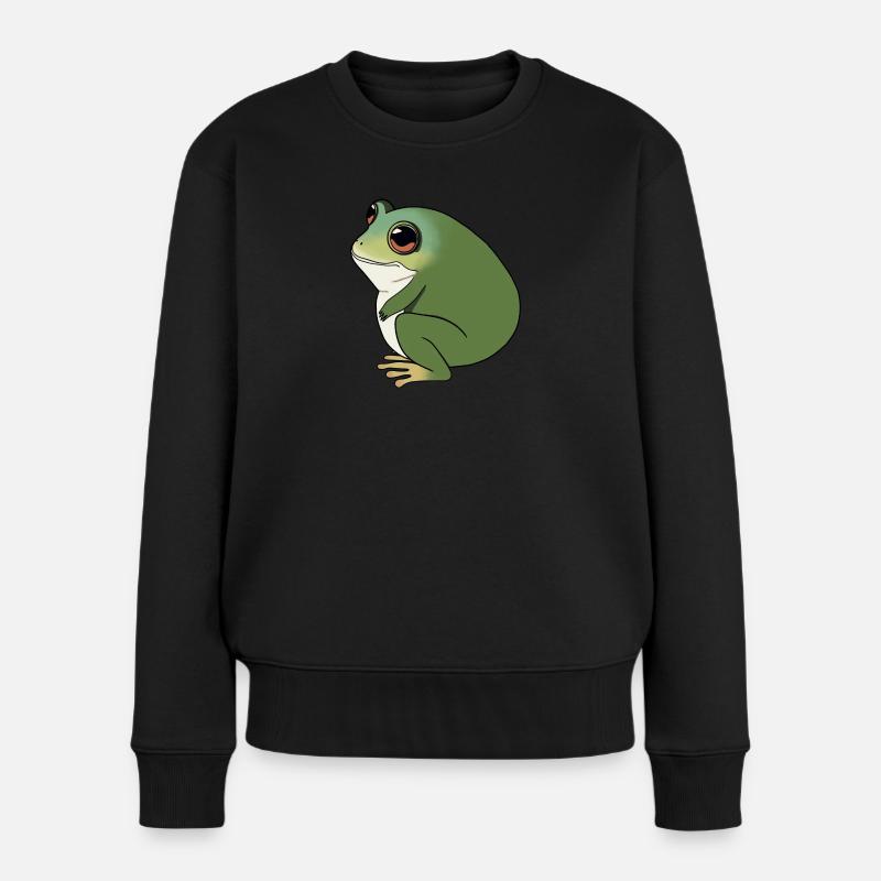 Klobiger Frosch - Frauen Premium Bio Pullover - Schwarz