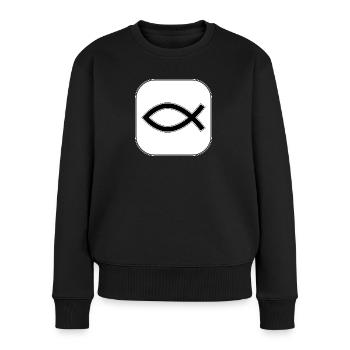 Jesus Christus von Nazareth Glaube Bibel Jesus - Frauen Premium Bio Pullover - Schwarz - Vorne - Julia (174cm)
