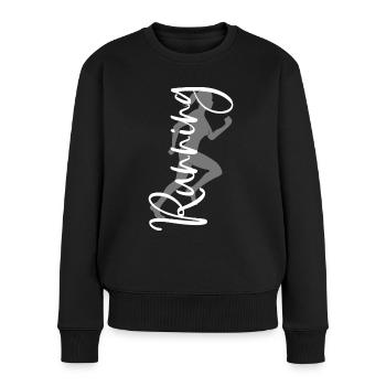 Running Sport Frau Läuferin Rennen Laufen Joggen - Frauen Premium Bio Pullover - Schwarz - Vorne - Julia (174cm)