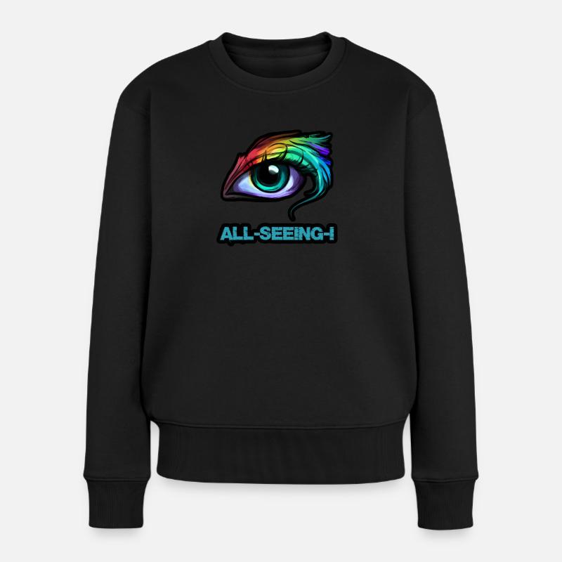 "ALL-SEEING-I" Allsehendes Auge - Frauen Premium Bio Pullover - Schwarz