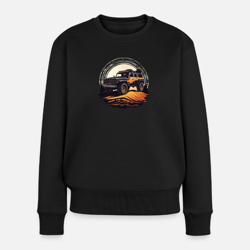 vintage off road vehicle - offgrid - journey - tra - Frauen Premium Bio Pullover - Schwarz
