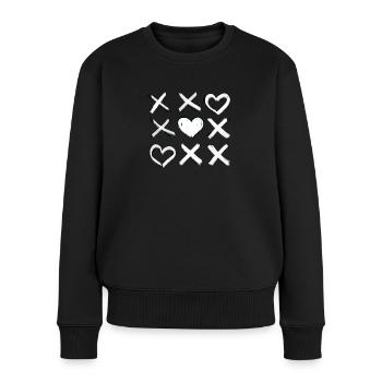 LOVE in a row - XOXO - Women's Premium Organic Jumper - black - Front - Julia (174cm)