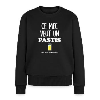 Ce mec veut un Pastis - Pull Premium bio Femme - noir - Devant - Julia (174cm)