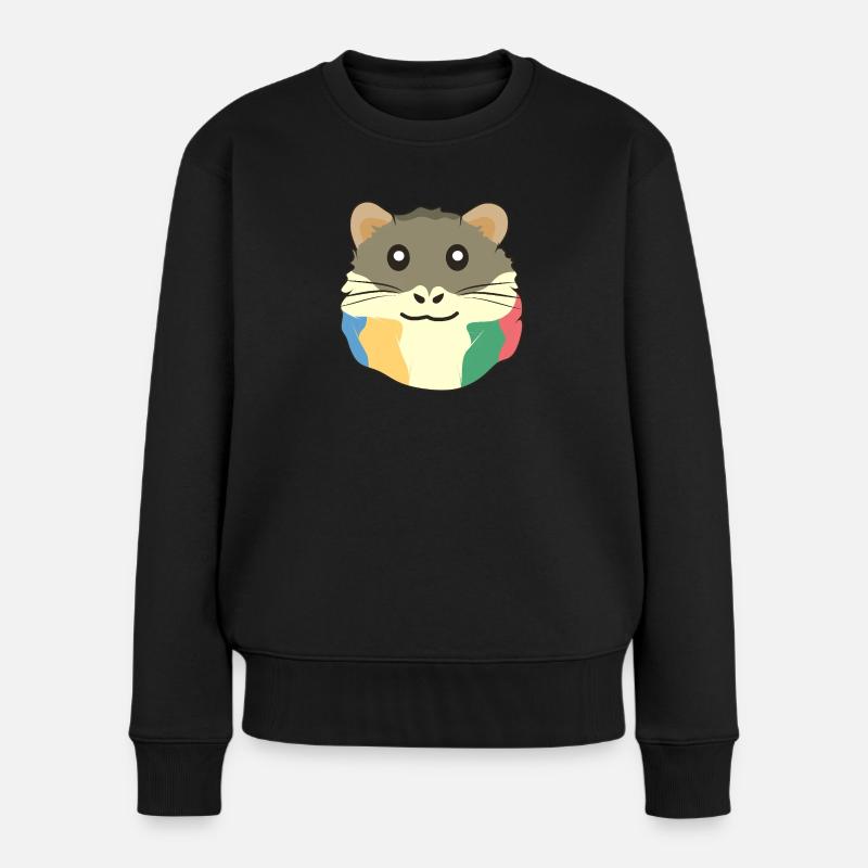 Ein süßes Cartoon-Tier mit einem mehrfarbigen Scha - Frauen Premium Bio Pullover - Schwarz
