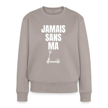 Jamais sans ma trottinette - Pull Premium bio Femme - taupe - Devant - Julia (174cm)