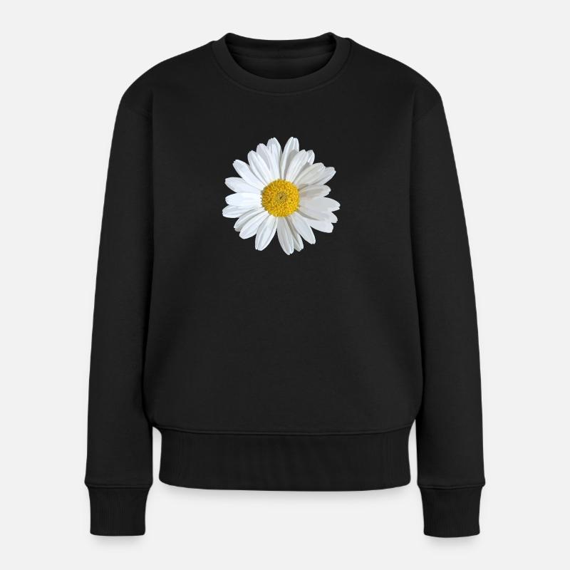 Blanc marguerite Fleur - Pull Premium bio Femme - noir