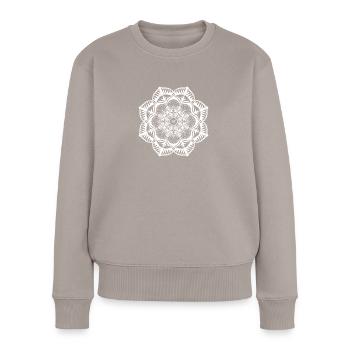 Karma in Sanskrit in Mandala - Women's Premium Organic Jumper - taupe - Front - Julia (174cm)