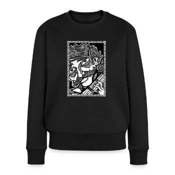 mustache music - Frauen Premium Bio Pullover - Schwarz - Vorne - Julia (174cm)