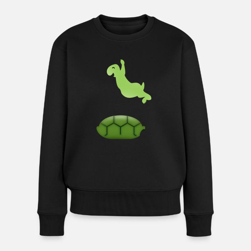 Spring turtle / Springerschildkröte (DDP) - Frauen Premium Bio Pullover - Schwarz