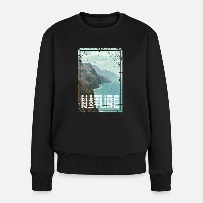 Nature - Frauen Premium Bio Pullover - Schwarz
