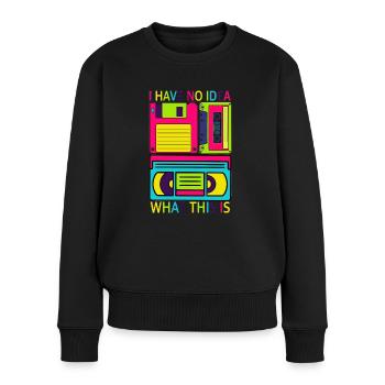 Music, Retro, Heavy Metal, Hard Rock, Punk, Vinyl, Pop - Women's Premium Organic Jumper - black - Front - Julia (174cm)