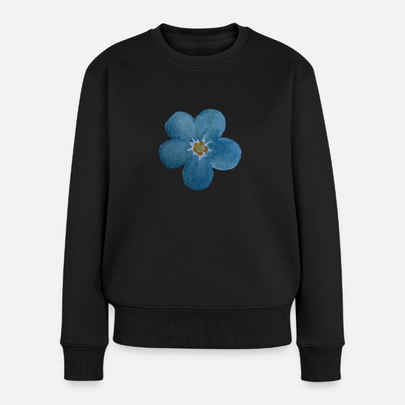 Vergissmeinnicht Blüte - Frauen Premium Bio Pullover - Schwarz