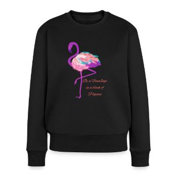 be a flamingo - Frauen Premium Bio Pullover - Schwarz - Vorne - Julia (174cm)