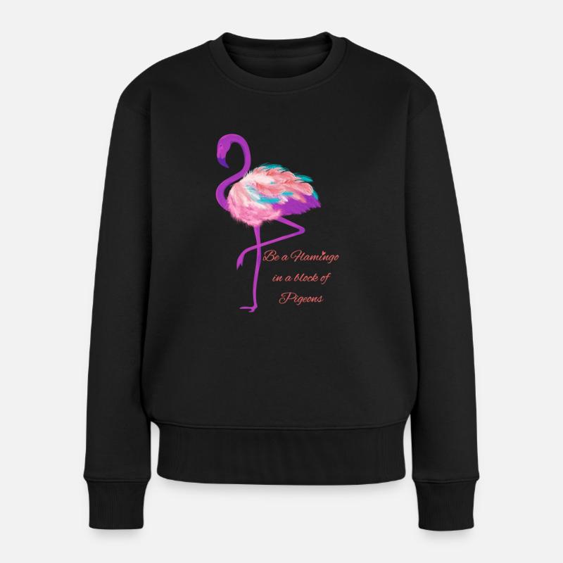 be a flamingo - Frauen Premium Bio Pullover - Schwarz