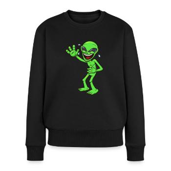 Lachender Außerirdischer - Frauen Premium Bio Pullover - Schwarz - Vorne - Julia (174cm)