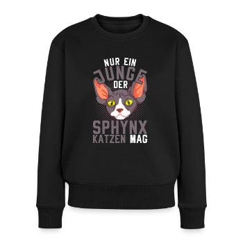 Okkult Nacktkatze Jungen Geschenk Sphynx Katze - Frauen Premium Bio Pullover - Schwarz - Vorne - Julia (174cm)