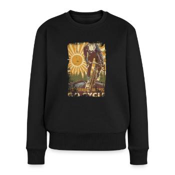 Radfahrer Radfahren BMX Rad Sport Mountainbike Hobby - Frauen Premium Bio Pullover - Schwarz - Vorne - Julia (174cm)