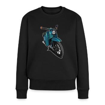 Hirondelle (turquoise) // Illustration - Pull Premium bio Femme - noir - Devant - Julia (174cm)