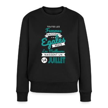 Anniversaire - Les meilleures naissent 14 Juillet - Pull Premium bio Femme - noir - Devant - Julia (174cm)