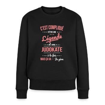 Compliqué d'être une légende et une judokate - Pull Premium bio Femme - noir - Devant - Julia (174cm)