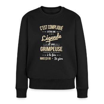 Compliqué d'être une légende et une grimpeuse - Pull Premium bio Femme - noir - Devant - Julia (174cm)