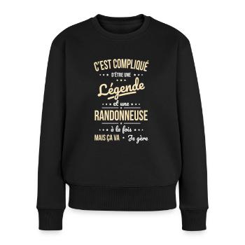 Compliqué d'être une légende et une randonneuse - Pull Premium bio Femme - noir - Devant - Julia (174cm)