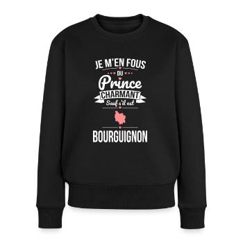 Fous du prince charmant sauf s'il est Bourguignon - Pull Premium bio Femme - noir - Devant - Julia (174cm)