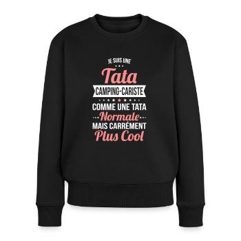 Tata camping-cariste plus cool - Pull Premium bio Femme - noir - Devant - Julia (174cm)