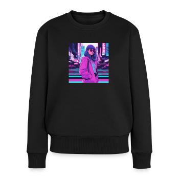 Vaporwave Anime Fille - Pull Premium bio Femme - noir - Devant - Julia (174cm)