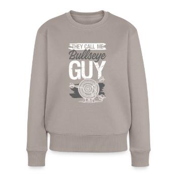 bullseye dart - Frauen Premium Bio Pullover - Taupe - Vorne - Julia (174cm)