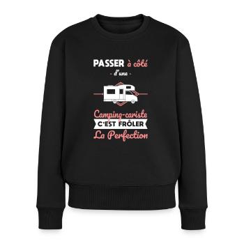 Camping-cariste - Frôler la perfection - Pull Premium bio Femme - noir - Devant - Julia (174cm)