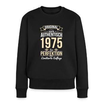 50. Geburtstag - Original 1975 100% Authentisch - Frauen Premium Bio Pullover - Schwarz - Vorne - Julia (174cm)